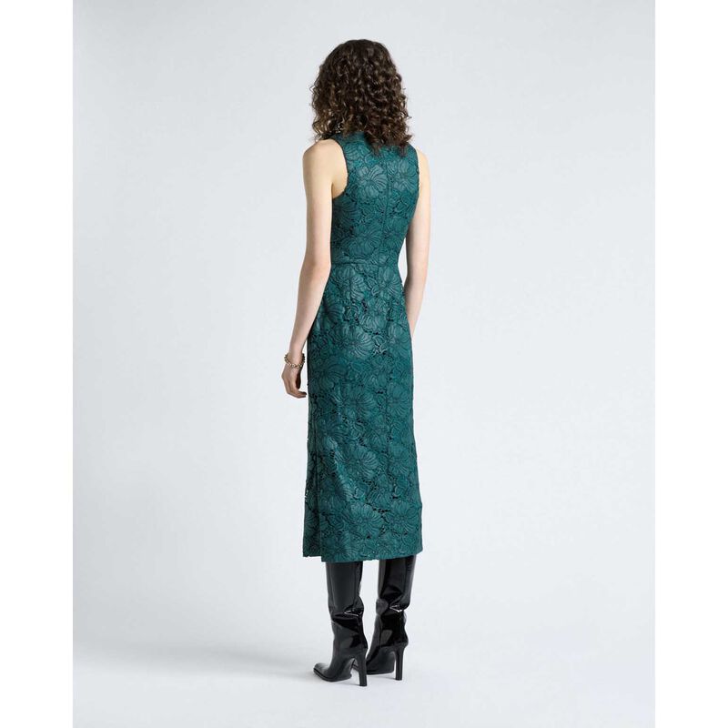 Cue Deep Green European Coated Lace Column Dress image number 1